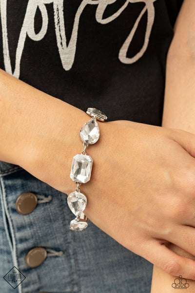 Cosmic Treasure Chest - White Bling Bracelet Paparrazi Accessories FF 3/2021