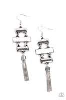 Mind, Body, and SEOUL - White Silver Tassel Earring Paparrazi Accessories