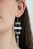 Mind, Body, and SEOUL - White Silver Tassel Earring Paparrazi Accessories