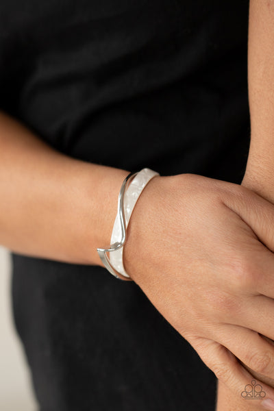 Craveable Curves - White Cuff Bracelet Paparazzi Accessories
