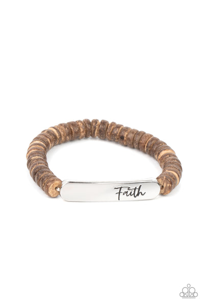 Full Faith - Brown Wooden Bracelet Paparazzi Accessories