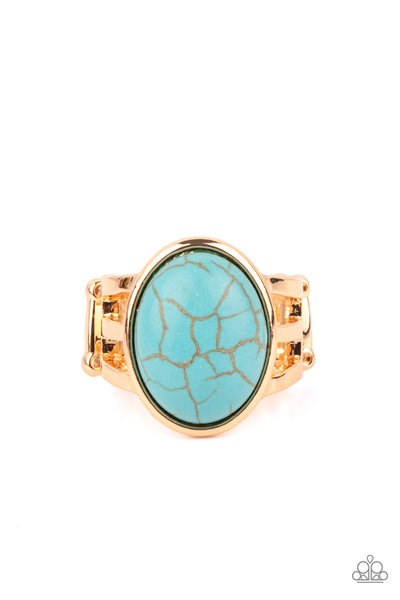 Divine Deserts - Gold Turquoise Ring Paparazzi Accessories