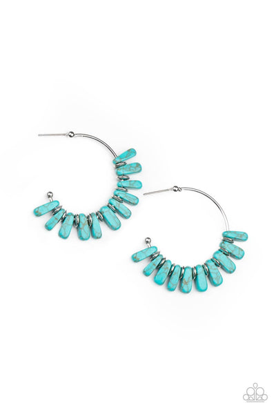 Poshly Primitive Blue Turquoise Hoop Earrings Paparazzi Accessories