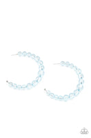 In The Clear - Blue Beaded Hoop Earrings Paparazzi Accessories