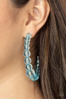 In The Clear - Blue Beaded Hoop Earrings Paparazzi Accessories