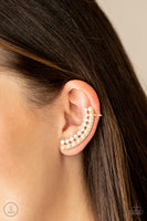 Doubled Down On Dazzle Gold Pearl Crawler Earrings Paparazzi Accessories