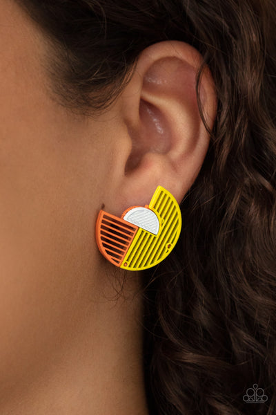 It’s Just an Expression - Yellow Orange Earrings Paparazzi Accessories