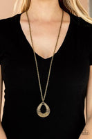 Paparazzi GLITZ AND GRIND - BRASS TOPAZ RHINESTONE NECKLACE