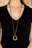 Paparazzi GLITZ AND GRIND - BRASS TOPAZ RHINESTONE NECKLACE