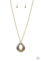Paparazzi GLITZ AND GRIND - BRASS TOPAZ RHINESTONE NECKLACE