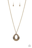 Paparazzi GLITZ AND GRIND - BRASS TOPAZ RHINESTONE NECKLACE