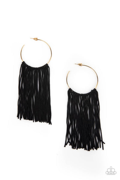 Flauntable Fringe Gold Hoop Earrings Paparazzi Accessories