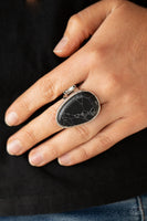 Marble Mecca - Black Stone Ring Paparazzi Accessories