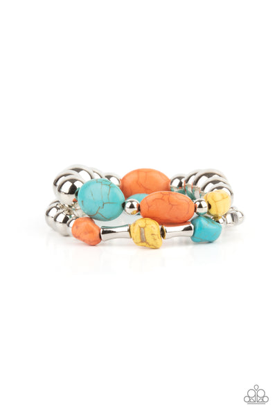 Authentically Artisan - Multi Blue Orange Bracelet Paparazzi Accessories