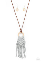 Crafty Couture - Silver Gray Macrame Necklace Paparrazi Accessories
