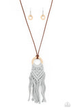 Crafty Couture - Silver Gray Macrame Necklace Paparrazi Accessories
