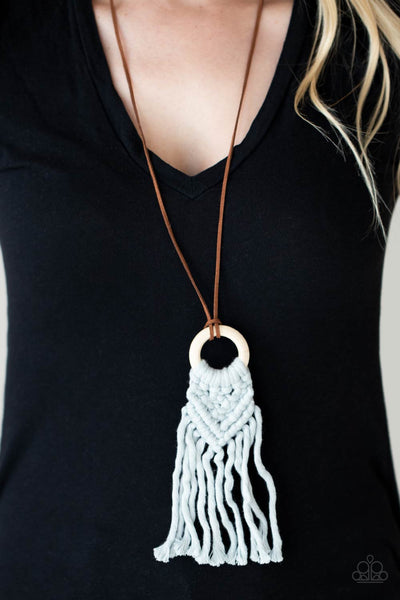 Crafty Couture - Silver Gray Macrame Necklace Paparrazi Accessories