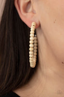 Should Have, Could Have, WOOD Have White Hoop Earrings Paparazzi