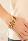Metro Materials - Gold Strech Bracelets FF 4/2021 Paparrazi Accessories