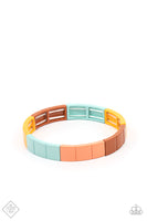 Material Movement - Multi coral rust blue bracelet FF 4/2021 Paparrazi Accessories