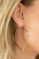 Material Girl Magic - Gold Square Hoops Earrings Paparrazi Accessories FF 4/2021
