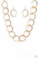 Industrial Intimidation - Gold chain link necklace Paparrazi Accessories