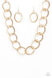 Industrial Intimidation - Gold chain link necklace Paparrazi Accessories