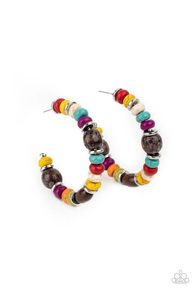 Definitely Down-To-Earth - Multi Wood Hoop Earrings Paparazzi Accessories