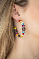 Definitely Down-To-Earth - Multi Wood Hoop Earrings Paparazzi Accessories