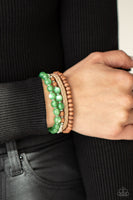 Down HOMESPUN - Green Bracelet Paparazzi Accessories
