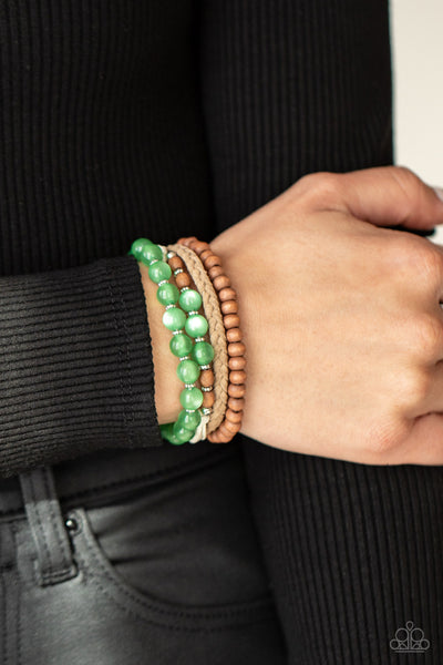 Down HOMESPUN - Green Bracelet Paparazzi Accessories