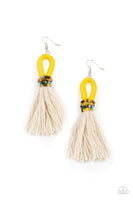 The Dustup - Yellow Tassel Earrings Paparazzi Accessories