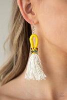 The Dustup - Yellow Tassel Earrings Paparazzi Accessories