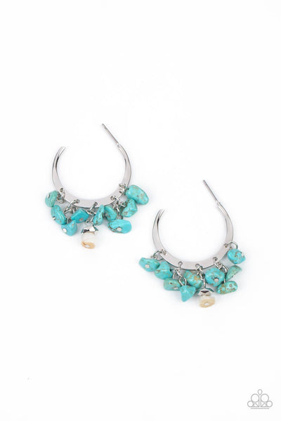 Gorgeously Grounding - Blue Pebbles Hoop Earrings Paparazzi Accessories