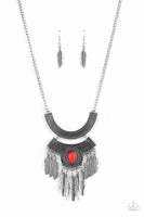 Desert Devotion - Red Fringe Necklace Paparazzi Accessories