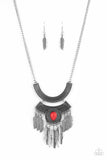 Desert Devotion - Red Fringe Necklace Paparazzi Accessories