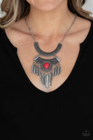Desert Devotion - Red Fringe Necklace Paparazzi Accessories