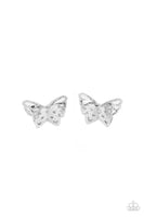 Flutter Fantasy - Silver Butterfly Earrings Paparazzi Accessories