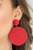 Circulate The Room - Red Disc Earrings Paparazzi Accessories