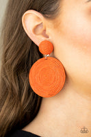 Circulate The Room - Orange Earrings Paparazzi Accessories