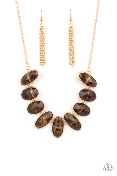 Elliptical Episode - Brown Necklace Paparazzi Accessories