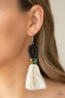 The Dustup - Black Fringe Ivory Earrings Paparazzi Accessories