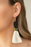 The Dustup - Black Fringe Ivory Earrings Paparazzi Accessories