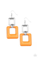 Twice As Nice - Orange Square Earrings Paparazzi Accessories