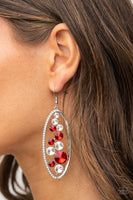 Rock Candy Bubbly - Red Earrings Paparrazi Accessories