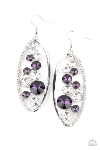 Rock Candy Bubbly Purple Bling Earrings Paparazzi Accessories