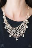 Paparazzi Accessories Fishing for Compliments Gold Necklace Earrings Blockbuster