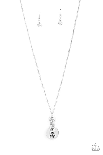 Words To Live By Silver wife boss mom necklace Paparazzi