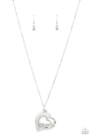 A Mothers Heart - White Paparrazi Accessories bling necklace mom