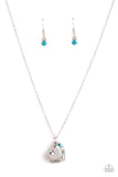 Happily Heartwarming - Blue Bling mom necklace Paparrazi Accessories